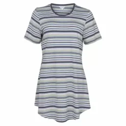 Bamboo Natkjole Kort Ærme, Graphite Stripe