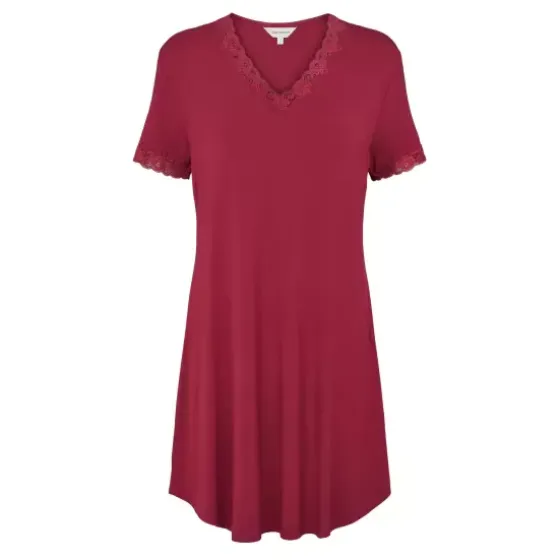 Bamboo Natkjole Kort Ærme, Ruby Red
