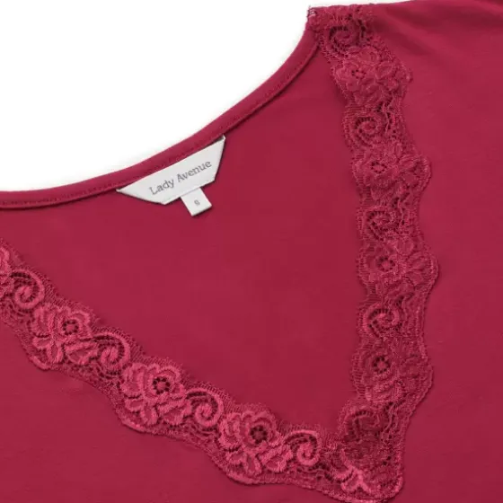 Bamboo Natkjole Kort Ærme, Ruby Red
