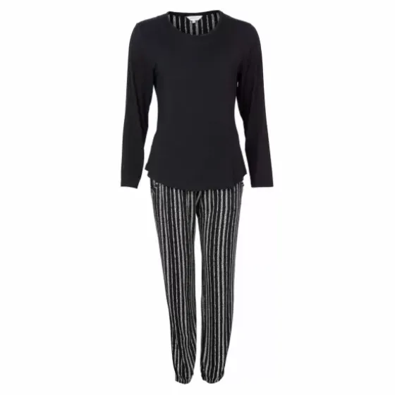 Bamboo Pyjamas Lang Ærme, Black/White
