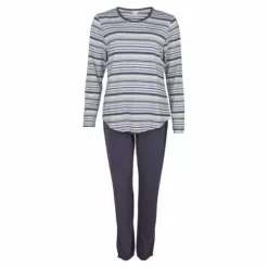 Bamboo Pyjamas Lang Ærme, Graphite Stripe