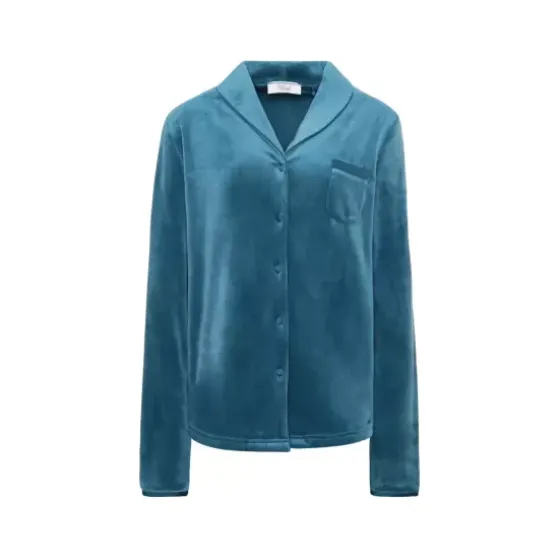 Boyfriend Velour Top, Smoky Blue