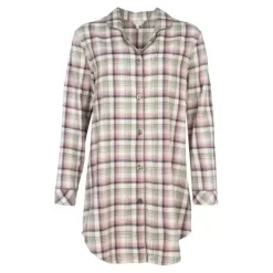 Cotton Fannel Natskjorte, Army/Rose Checks