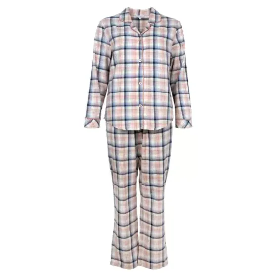 Cotton Fannel Pyjamas, Blue/Terracotta