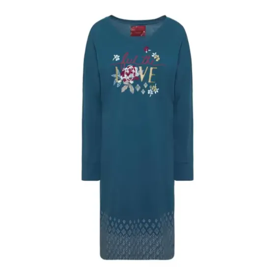 Nightdress Lang Ærme, Blue Dark