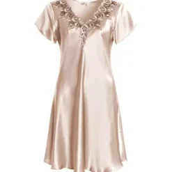 Pure Silk Natkjole Kort Ærme, Bailey