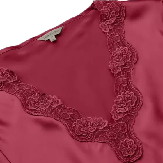 Pure Silk Natkjole Kort Ærme, Ruby Red