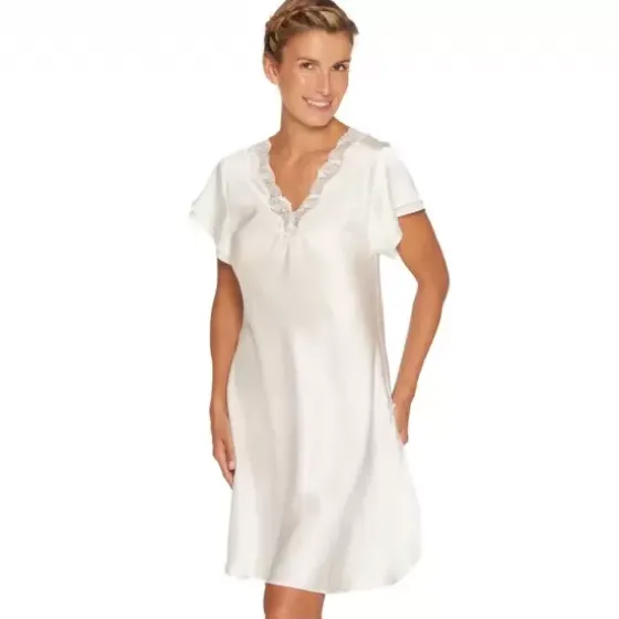 Pure Silk Natkjole, Off-White