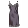 Pure Silk Slip With Lace, Graphite