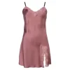 Pure Silke Kjole, Smal Strop Med Blonde, Orchid