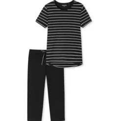 Pyjamas Med 3 Kvart Ben, Black