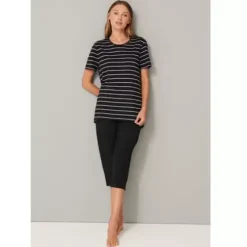 Pyjamas Med 3 Kvart Ben, Black