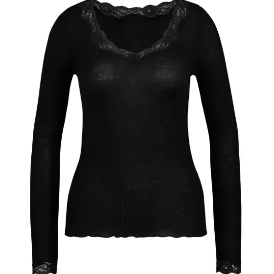 Richesse Lace Langærmet, Uld/Silke Sort
