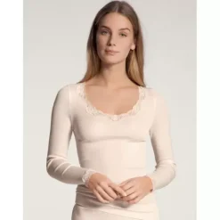 Richesse Lace Langærmet, Uld/Silke Råhvid