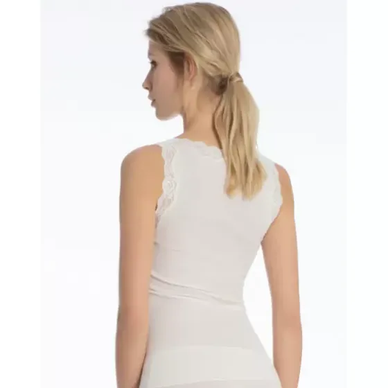 Richesse Lace Tank Top, Uld/Silke Råhvid