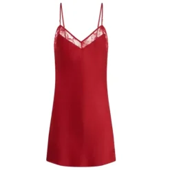 Satin Natkjole U/ærme, Passion Red