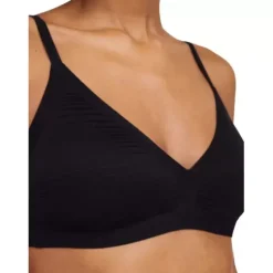 Soft Stretch Top Stribet, Sort