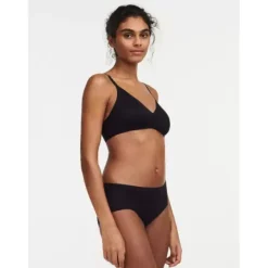 Soft Stretch Top Stribet, Sort